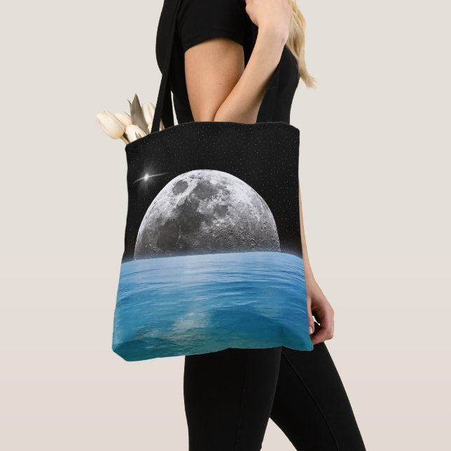 Moon Over the Ocean Tote Bag (Close Up)