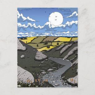 Moon Over The Valley Holiday Postcard
