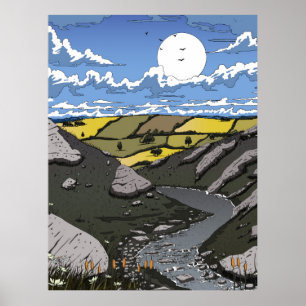 Moon Over The Valley Poster