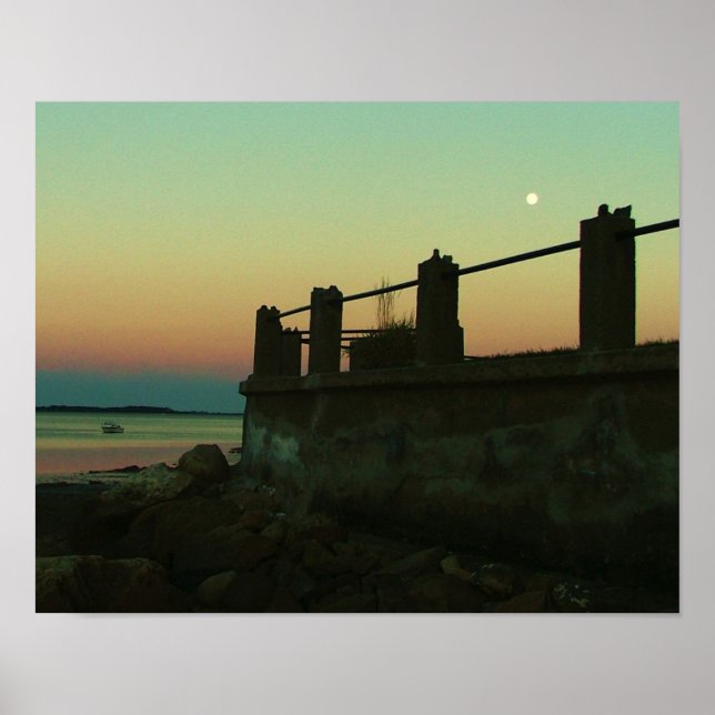 moon over the water rocky nook kingston ma. poster (Front)