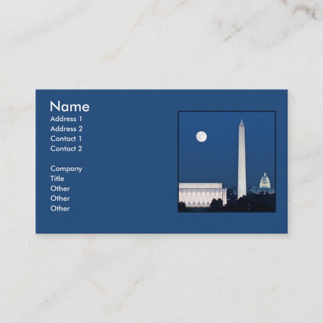 Moon over Washington DC Business Card (Front)