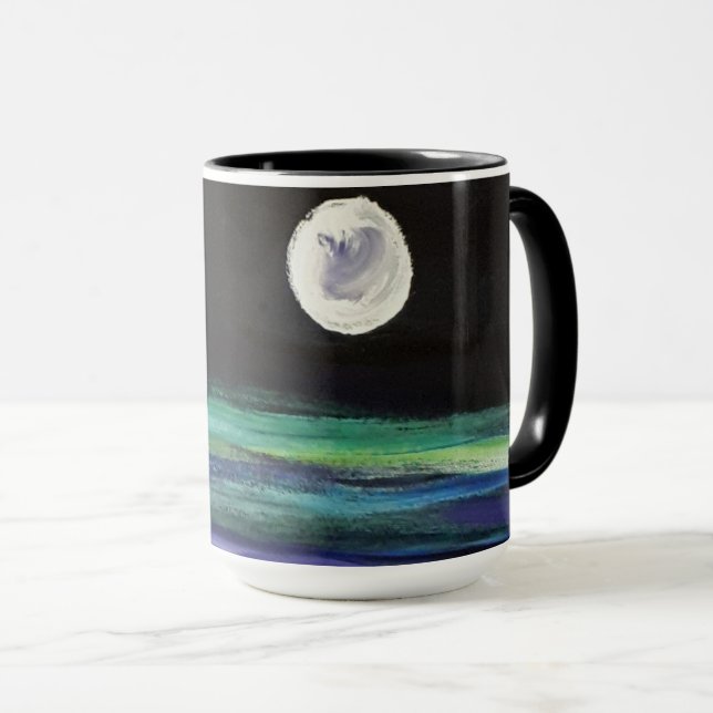 Moon Over Water - artwork - black Mug (Front Right)