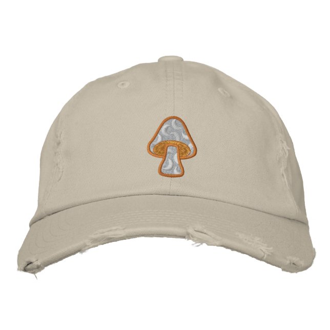 Moon Pattern Mushroom Embroidered Hat (Front)