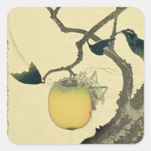 Moon, Persimmon and Grasshopper, 1807 Square Sticker