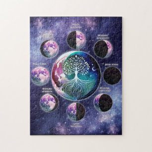 Moon Phase Chart Magnet with Tree of Life   Celest Jigsaw Puzzle