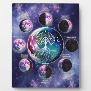 Moon Phase Chart with Tree of Life Celestial Plaque