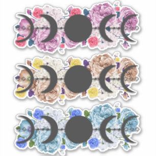 Moon Phase Floral Sticker Set