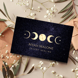 Moon Phase Galaxy Yoga Energy Healer Business Card