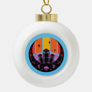 Moon Phase Gemstone Stars Sunset Ceramic Ball Christmas Ornament