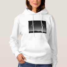 Moon phase hoodie, landscape setting monochrome