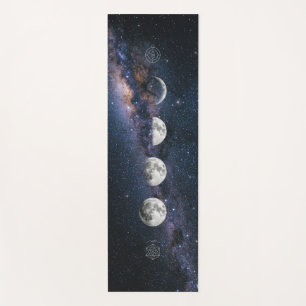 Moon phase over milky way  yoga mat