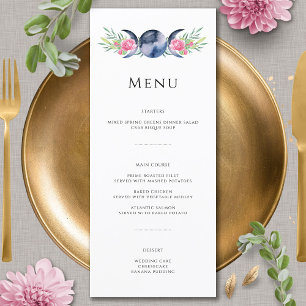 Moon Phase Pink Floral Metaphysical Wedding Menu