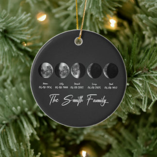 Moon Phase The Smith Family – Custom Names & Dates Ceramic Ornament