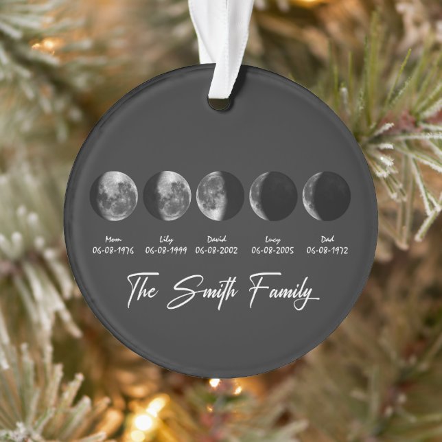 Moon Phase The Smith Family – Custom Names & Dates Ornament (Tree)