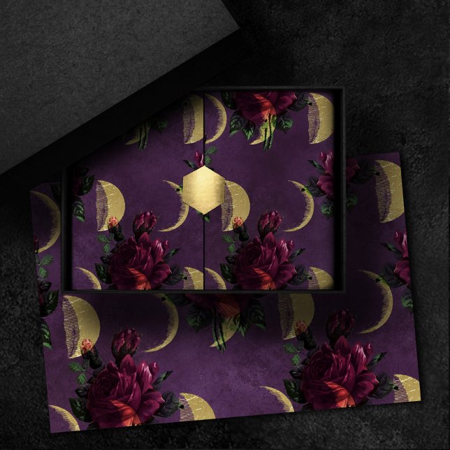 Moon Phases and Purple Roses | Gorgeous New Age Tissue Paper (Creator Uploaded)
