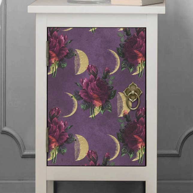 Moon Phases and Purple Roses | Gorgeous New Age Tissue Paper (Creator Uploaded)