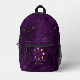 Moon Phases and Stars Personalised Printed Backpack