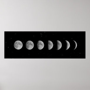 Moon Phases and Stars Poster