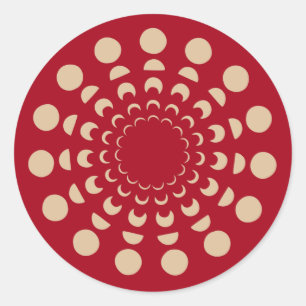 Moon Phases, Astrological, Gold, Red, Celestial Classic Round Sticker
