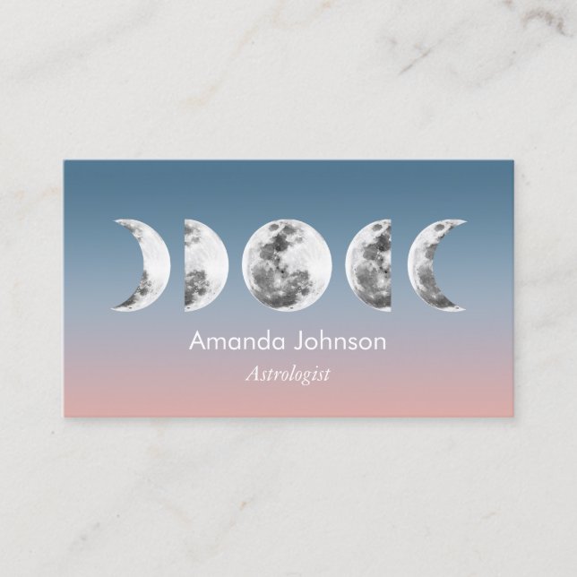 Moon Phases Astrology Yoga Holistic Healer Business Card (Front)