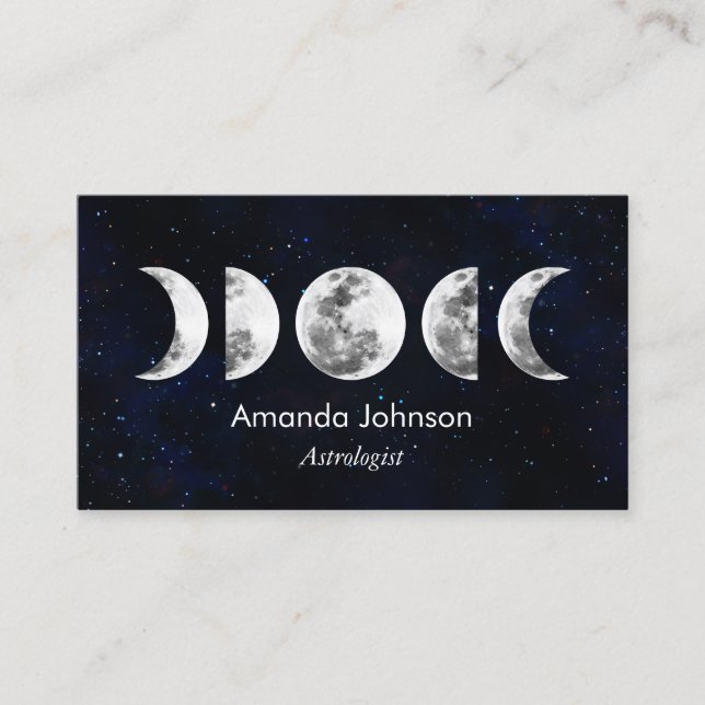 Moon Phases Astrology Yoga Holistic Healer Business Card (Front)