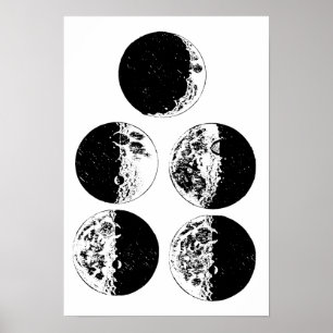 Moon Phases Astronomy Space Art illustrations Poster