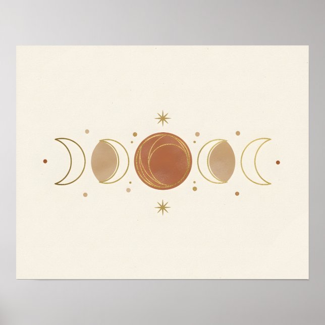 Moon Phases Boho Bathroom Wall Art (Front)