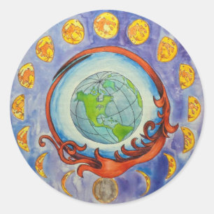 moon phases classic round sticker