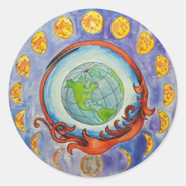 moon phases classic round sticker (Front)