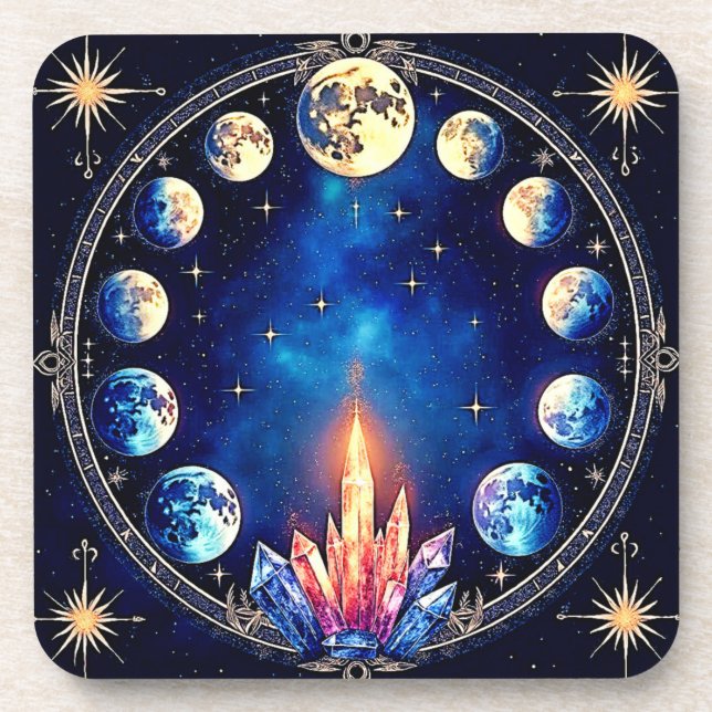 Moon Phases Crystal Cosmos Coaster (Front)