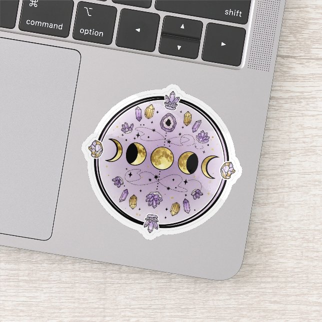 Moon Phases Crystals Sticker Witchy Celestial (Detail)