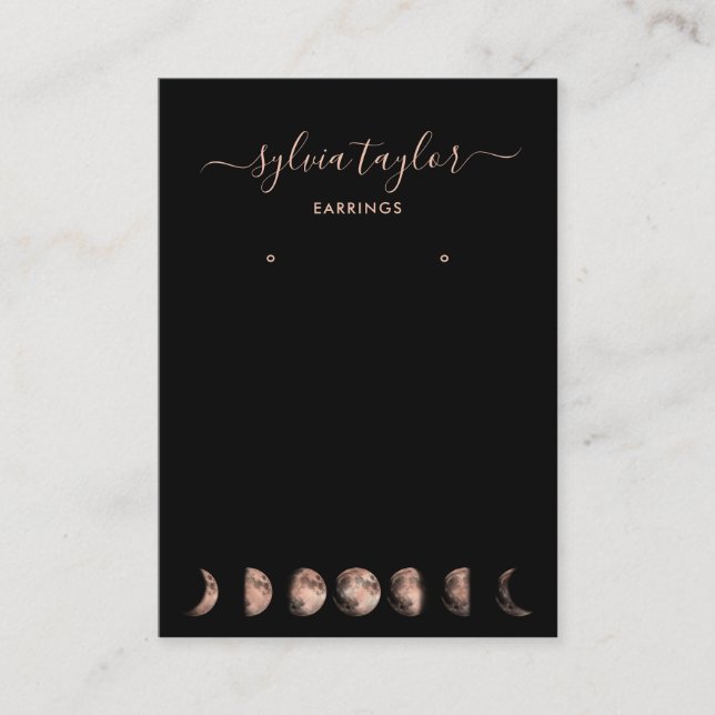 moon phases  Earring frame display add logo Busine Business Card (Front)