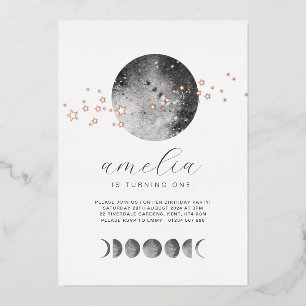 Moon Phases Gold Stars Birthday Rose Gold