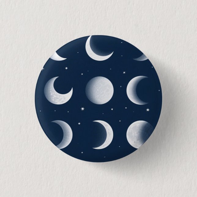 Moon Phases Grid Celestial Pattern Design 3 Cm Round Badge (Front)
