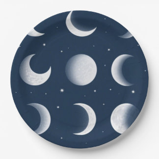Moon Phases Grid Celestial Pattern Design Paper Plate