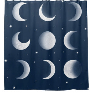 Moon Phases Grid Celestial Pattern Design Shower Curtain