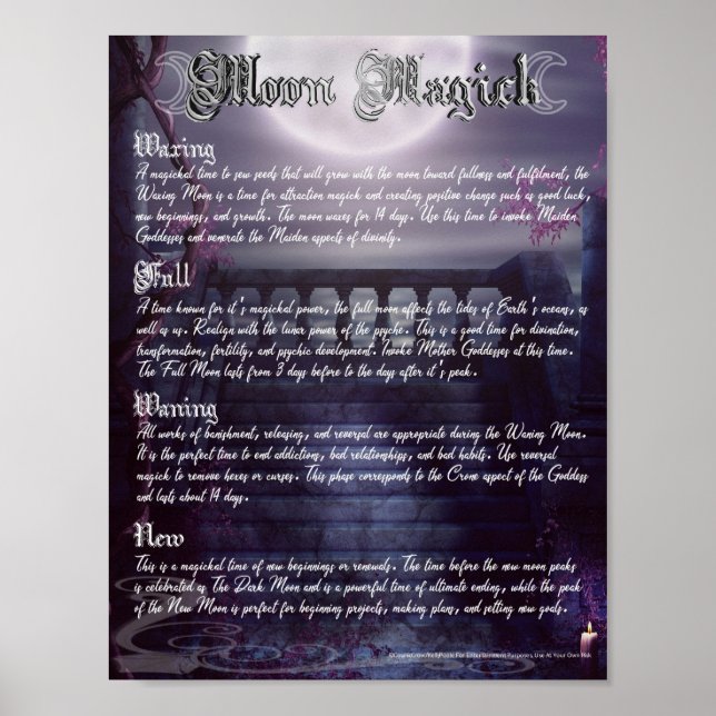 Moon Phases Magick Wiccan Book of Shadows Poster (Front)