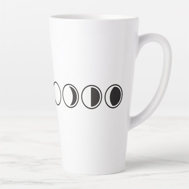 Moon Phases Minimalist Line Art Latte Mug (Right)