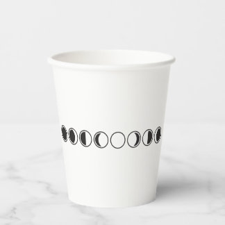 Moon Phases Minimalist Line Art Paper Cups
