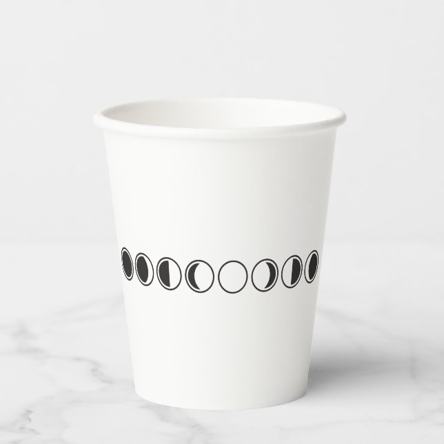 Moon Phases Minimalist Line Art Paper Cups (Front)