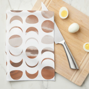 Moon Phases painted marble look gold & cream dish Tea Towel