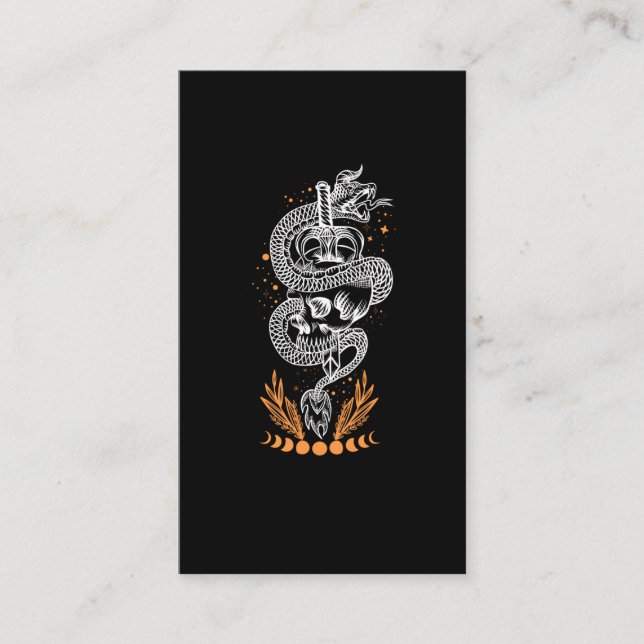 Moon Phases Snake Skull Sword Occult Business Card (Front)