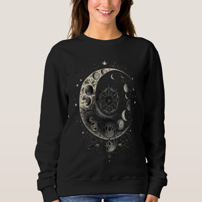 Moon Phases Space Lunar Cycles Astronomy Sweatshirt (Front)