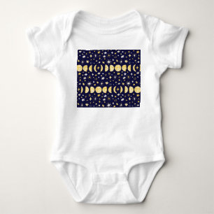 Moon Phases Stars Vintage Background Baby Bodysuit