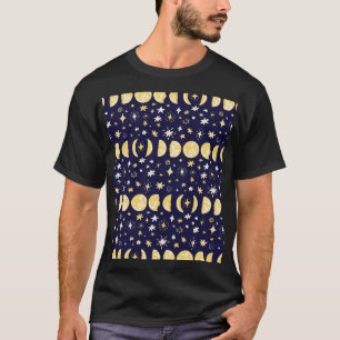 Moon Phases Stars Vintage Background T-Shirt