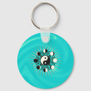 Moon Phases, Sun & Yin Yang - Polarity & Duality Key Ring