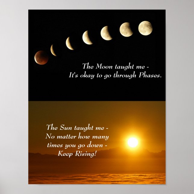 Moon Phases Sunrise Inspirational Quote Poster (Front)
