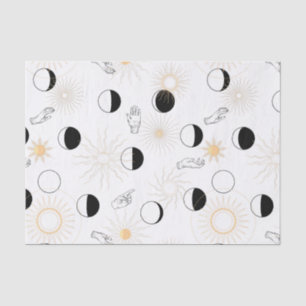 Moon phases suns hand signals retro alchemy tissue paper