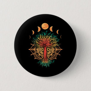 Moon Phases Tree Of Life Retro Yoga Meditation Men 6 Cm Round Badge