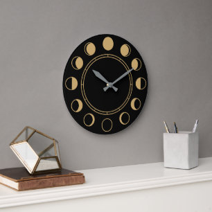 Moon Phases Waxing Gibbous & Waning Crescent Large Clock